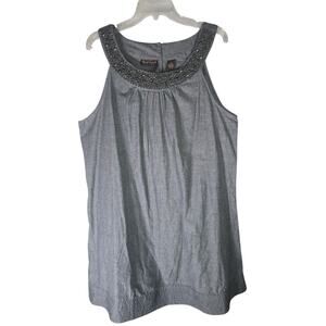 Speed Central Rhinestone Shirt Dress 3X XXXL Blue Lightweight Sleeveless Travel